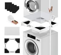 Kit de Superposition Universel pour Lave-Linge et Sèche-Linge, Taille Réglable de 50-70 cm, Cadre de Liaison avec Sangle à Cliquet, Kit d’Empilage pour Buanderie Économisant de l’Espace