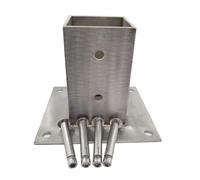 Kit de support de base de poteau en acier inoxydable for 2x2 à 8x8 pouces - Support de clôture et de pergola robuste(100x100 mm)