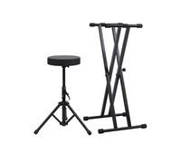 vidaXL Kit de support de clavier ¿¿ empattement double et tabouret Noir