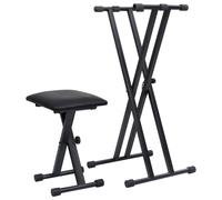 Kit de Support de Clavier à Empattement Double et Tabouret Répétition vidaXL