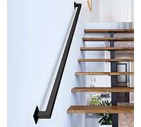 Kit de support de panneau d'escalier de 3 m en métal noir, barre de sécurité antidérapante pour escaliers extérieurs, système de balustrade durable et sûr pour la maison et le jardin