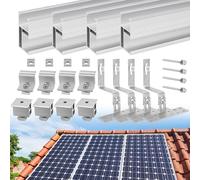 Kit de support de panneau solaire pour 2 modules, mise à niveau Therlan 200 mm profilé en aluminium et crochet de toit photovoltaïque, support solaire réglable, panneaux solaires épais de 30 à 45 mm