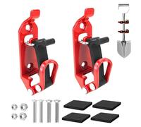Kit de support de pelle métal caoutchouc robuste, Supports de serrage multifonctionnels pour hache en alliage de zinc, Support mural de benne de camion tout-terrain pour galerie de toit (Rouge)