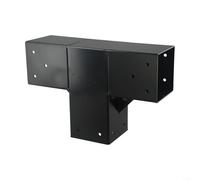 Kit de support de pergola robuste à 3 voies à angle droit en acier noir avec plaque de base pour poteau en bois de 10 x 10 cm, structure de jardin pour tonnelle, abri de jardin, extérieur pour