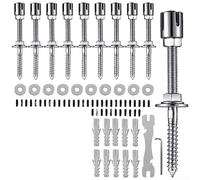 Kit de support de plantes en acier inoxydable de 15,7 m avec vis à boucle croisée pour l'entraînement et la stabilisation des plantes grimpantes en toutes saisons (10 clous croisés)