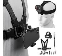 Kit de support de poitrine pour téléphone, support de sangle de tête et clip de sangle de téléphone portable pour filmer des vidéos, support réglable et stable pour GoPro 12/11/10 DJI Osmo et la