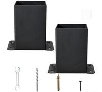 Kit de support de poteau d'ancrage de jardin pour supports de renforcement | Piquet de sol en métal pour terrasse extérieure, porche, main courante, stabilité, poteau d'ancrage en bois (lot de 2)
