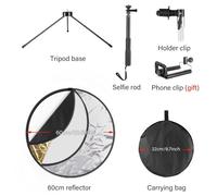 Kit de support de réflecteur 5 en 1,60/110cm,Portable et pliable,diffuseur de lumière pour Studio Photo,réflecteur rond,photographie avec sac de transport - Type 60cm reflector kit