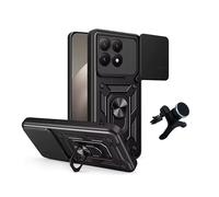Kit De Support De Voiture Magnétique Renforcé + Couvercle De Fenêtre Coulissant Magnétique Pour Défenseur Militaire PHONECARE Pour Xiaomi 15T 5G - Noir