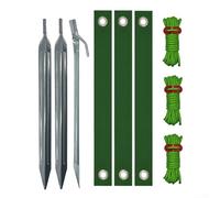 Kit de support pour arbre - Câbles de haubans robustes - Coupe-vent - Système de piquets de jardin - Sangles de protection contre les tempêtes - Attaches pour plantes d'extérieur (clous argentés A)