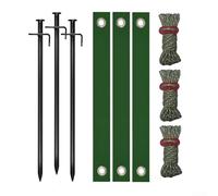 Kit de support robuste 9 pièces - Piquets de sol en fer avec sangles en nylon et corde pour stabiliser au vent les jeunes arbres et jeunes arbres dans le jardin, pointes de 30 cm (clous noirs B)