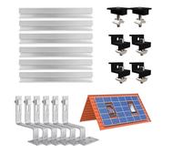 Kit de support solaire pour toit en tuiles, profilé en aluminium et crochet de toit photovoltaïque, support de panneau solaire, toit en tuiles, noir, pinces réglables pour module d'épaisseur 30-35 mm