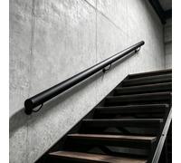 Kit de supports de main courante moderne, barre d'appui extérieure de 30 à 600 cm, fer industriel galvanisé noir, tige de support de sécurité pour garde-corps de balustrade murale(150cm)