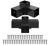 Kit de supports de pergola en alliage d'acier avec vis pour bois de 10,2 x 10,2 cm, supports d'angle à 3 voies et 4 voies pour structures de tonnelle de jardin (B)