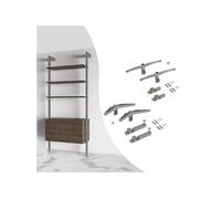 Kit de supports pour 3 étagères en bois et 1 module pour structure Zero, Zamak, Peint gris pierre