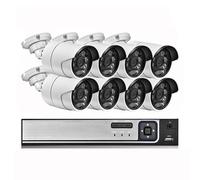 Kit de Surveillance vidéo P2P avec détection de Mouvement et détection de Visage en extérieur, H.265, POE 5MP, caméra IP, Vision Nocturne Infrarouge(1T,8CH NVR and 8Cameras)