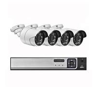 Kit de Surveillance vidéo P2P avec détection de Mouvement et détection de Visage en extérieur, H.265, POE 5MP, caméra IP, Vision Nocturne Infrarouge(None,4CH NVR and 4Cameras)