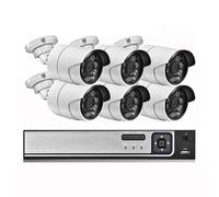 Kit de Surveillance vidéo P2P avec détection de Mouvement et détection de Visage en extérieur, H.265, POE 5MP, caméra IP, Vision Nocturne Infrarouge(None,8CH NVR and 6Cameras)