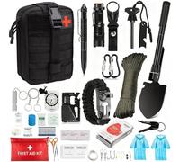 Kit de Survie Complet 29 en 1, Comprenant Trousse de Premiers Secours, Lampe Frontale et Sac Tactique, Idéal pour le Camping, la Randonnée et la Chasse(Black)