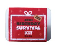 Kit de survie d'anniversaire en étain - Cadeau de poche compact amusant pour 16e, 18e, 30e, 40e, 50e, 60e, 70e, 80e - Cadeau pour homme, femme, ami, famille et collègues (boîte de survie pour 30e