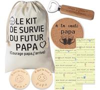 Kit de survie du futur papa -pochette futur papa avec jeton décision,bon pour,Ouvre - bouteille - annonce grossesse - cadeau de naissance - pochon à remplir