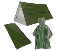 Kit de survie d'urgence 3 en 1 - Imperméable thermique 3 en 1 - Sac de couchage - Kit de tente pour camping en plein air - Kit de survie 3 en 1 - Vert olive