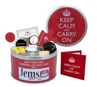 Kit de survie humoristique Keep Calm & Carry On, cadeau humoristique avec carte en anglais de Jemsideas Cadeau amusant pour un anniversaire, pour Noël, retraite, nouveau travail, départ d’un collègue de travail. Idéal pour offrir en cadeau à un collègue de travail, patron, ami, père, etc.