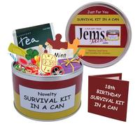 Kit de survie Jemsideas pour anniversaire. Boîte cadeau d'anniversaire humoristique et carte pour les 18 ans. Couleur personnalisable.
