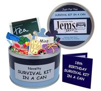 Kit de survie Jemsideas pour anniversaire. Boîte cadeau d'anniversaire humoristique et carte pour les 18 ans. Couleur personnalisable.