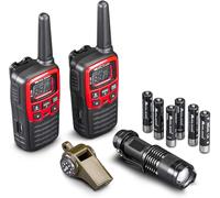 - Kit De Survie Outdoor Ek30, Set De Secours Avec 2 Talkie Walkie 6km Pmr446 Xt30 No Licence, Lampe Torche De Poche Led Réglable, Sifflet Avec Thermomètre Et Boussole, 6 Piles Rechargeables Aaa