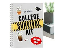 Kit de survie universitaire, guide interactif, carte de remise de diplôme avec poches de rangement, planificateur et organisateur pour étudiants, kit de dortoir avec activités amusantes, utilisation e