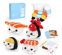 Kit de sushi au crochet pour débutants, kit pour débutants, tout ce dont vous avez besoin, y compris crochet, fil doux, instructions, tutoriel vidéo étape par étape, cadeau d'anniversaire du