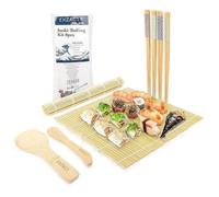 Kit de sushi - EXZACT - Ensemble 8 pièces - Tapis en bambou - Pagaie et épandeur de riz - Baguettes incluses