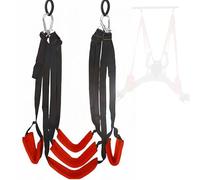 Kit de suspension avec sangle de yoga en nylon noir et rouge, longueur réglable pour les mains et les jambes, adapté au yoga et aux étirements musculaires