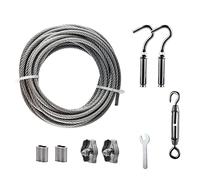 Kit de suspension de corde en acier inoxydable durable, kit de suspension for éclairage extérieur, câble métallique avec tendeur de 4 mm de diamètre/5 m(30m)