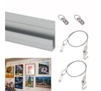 Kit de Suspension de Tableaux - Câble de 1,5 m, supporte jusqu'à 30 kg - Support de Cadre Rouge, Noir, Blanc et argenté pour Une Exposition Facile des œuvres d'art murales - Parfait pour la