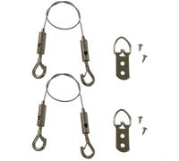 Kit de suspension d'images réglable en 304 avec crochet, câble métallique pour cadre - Charge maximale : 30 kg - Montage facile sans outils - Argenté - Lot de 2 câbles avec œillets pour mur (1 m)