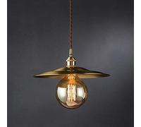 Kit de Suspension en Laiton Antique, Lampe de Plafond Industrielle créative en Forme de Chapeau de Paille, réglable, pour Restaurant, Bar, Chambre à Coucher, Mode Goutte d'eau en cuivre