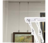Kit de suspension flexible blanc avec crochets réglables pour art et décoration d'intérieur, rail de 111,8 cm et câble de 2,6 m, parfait pour les galeries et les musées