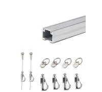 Kit de suspension for tableaux avec rails réglables, crochets et fil invisible for accrocher des œuvres d'art au mur.(Rope 200cm,Silver110cm/43.31 in)