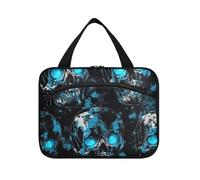 Kit de suspension motif tête de mort bleu fluo pour homme avec crochet, étui pliable de designer pour articles de toilette pour adultes, trousse de toilette pour adultes, bol de para Mujer L
