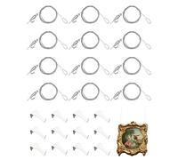 Kit de suspension pour tableaux - Crochets pour rail d'images avec 12 crochets de chaque rail blanc, cordon à boucle invisible de 183 cm, 12 crochets réglables - Cintres en acier inoxydable pour