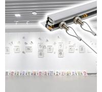 Kit de suspension robuste pour photos - Système de rail à clic invisible avec câbles en acier pour galerie d'art et affichage de photos de bureau - Rail de 0,5 m, câble de 300 cm, 3 crochets inclus