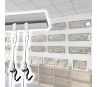 Kit de suspension robuste pour tableaux - Rail de 2,5 m, câble de 1,5 m et 3 crochets pour peintures d'art et cadres - Idéal pour la décoration de la maison et les expositions de galeries