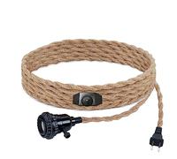 Kit de suspension vintage avec cordon de chanvre torsadé avec prise, kit de suspension à brancher, kit de cordon de suspension avec gradateur pour suspension, 15FT/4.5M