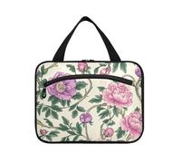 Kit de suspension vintage avec crochet pour accessoires de toilette et accessoires de toilette pour femme - Motif fleurs roses et feuilles vertes - Style William Morris, Vintage Fleurs Roses Feuilles