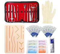 Kit de suture chirurgicale, kit d'entraînement à la suture, kit de pratique de suture des plaies, coussinet de suture en silicone avec ensemble d'outils, simulateur de suture en silicone