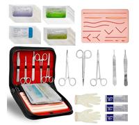 Kit De Suture, Kit De Couture Chirurgicale, Kit D'entraînement À La Suture Avec 24 Sutures, 5 Instruments, Compresse De Suture Cutanée, Suture Practice Kit Pour À Des Fins De Formation Uniquement
