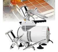 Kit de système d'aérographe à gâteau haute efficacité, machine de sablage de cuisson de décoration de desserts commerciaux 180 W avec 3 pistolets, compresseur à double ventilateur 70 L/min,for gâteau