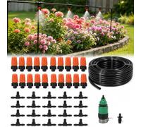 Kit de système de brumisation pour Jardin, arrosage Automatique de 20 m avec Buses de pulvérisation et tés Plats, système d'irrigation pour Plantes en Pot, pelouse, Serre et Champ